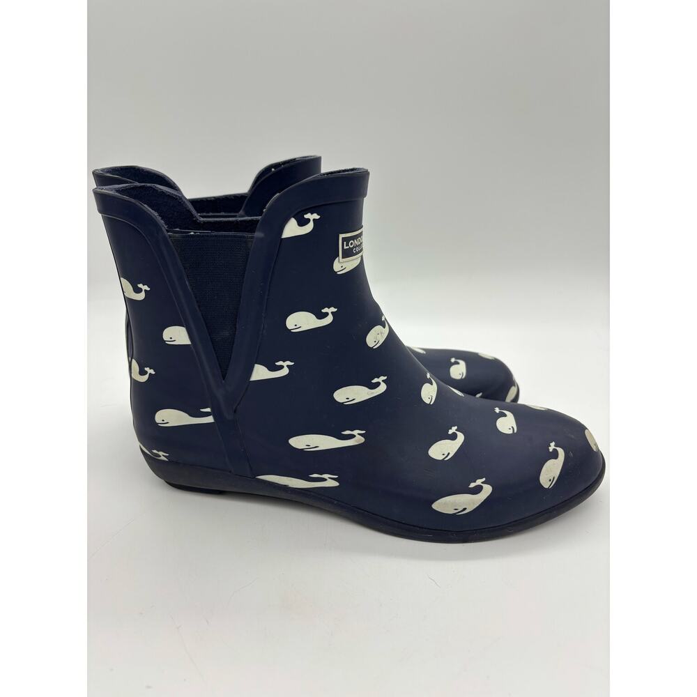London Fog Piccadilly whale ankle rain boots coastal grandma fisherman - Picture 7 of 10